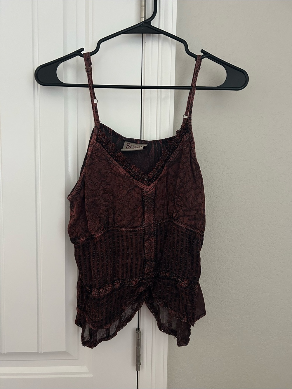 Raj Wine Lace-Trim Spaghetti Strap Camisole